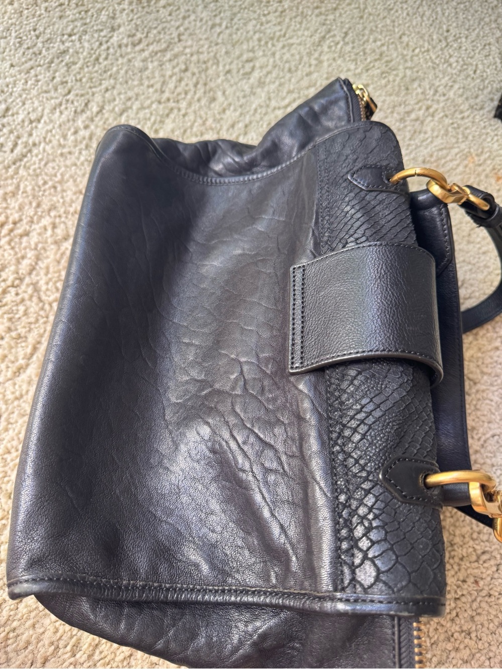 Marc By Marc Jacobs Black Textured Flap Top-Handle Satchel - Picture 9 of 11
